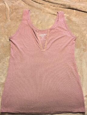 torrid Rose Taupe Ribbed V-Neck Hook/Loop Tank Size 00 (10)